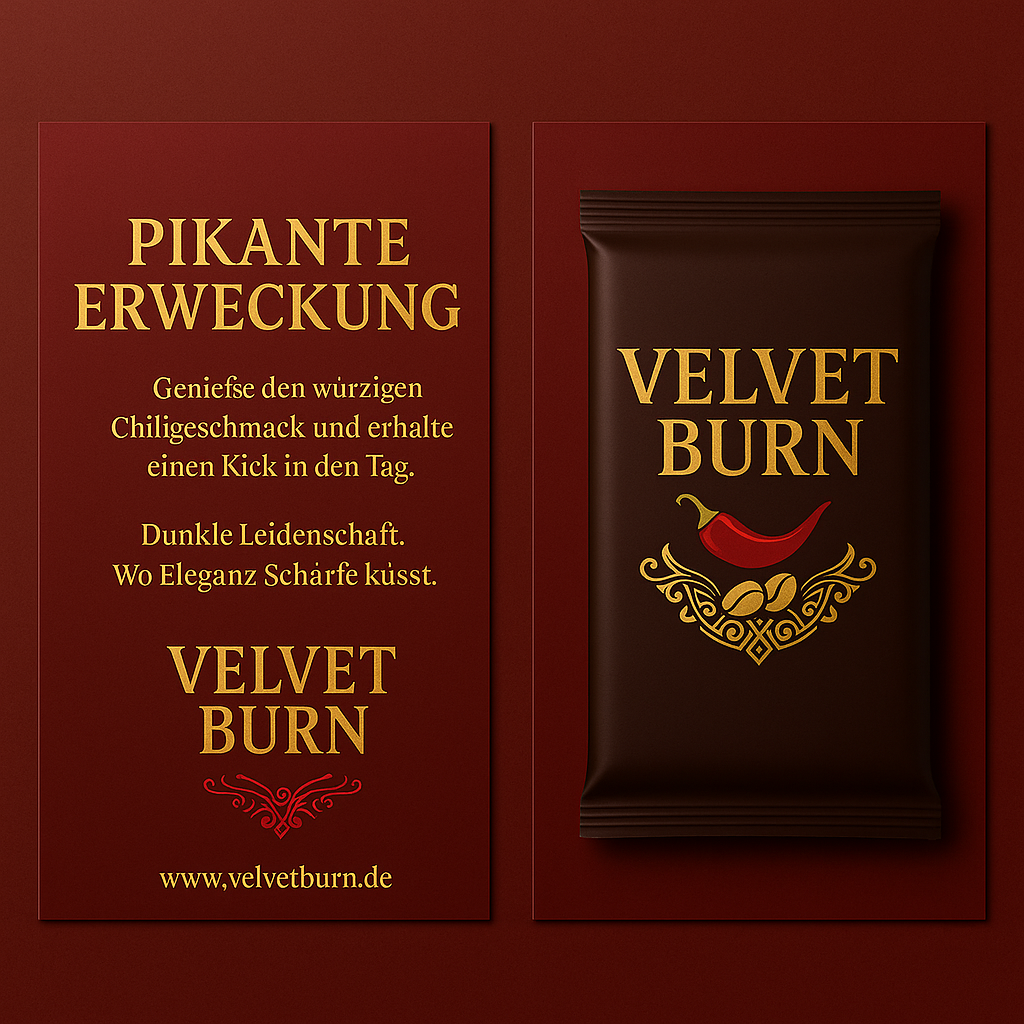 Eigenes Verpackungskonzept für eine fiktive Marke „Velvet Burn